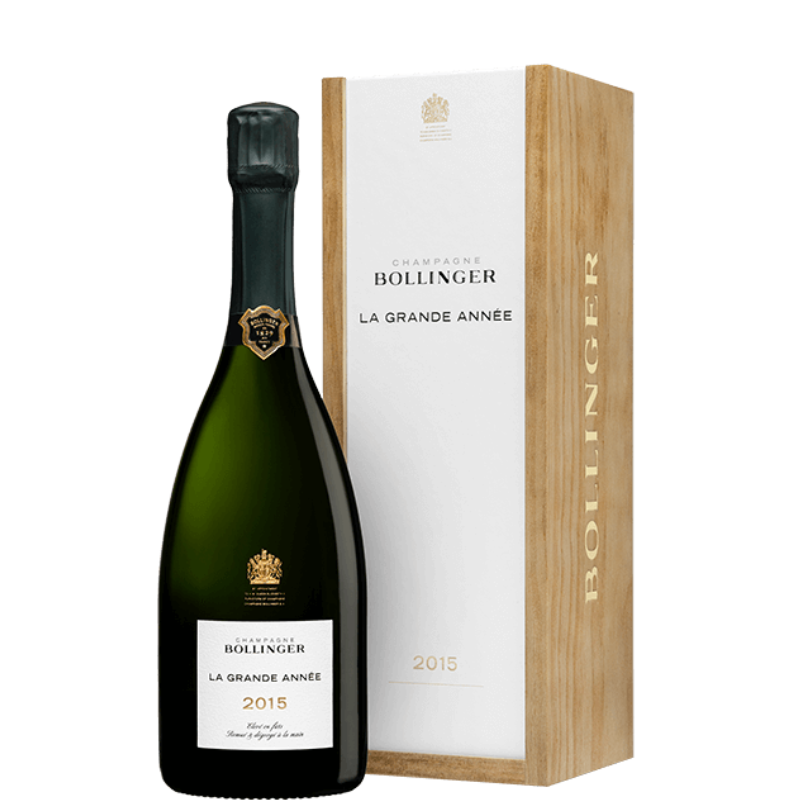 Botella de Bollinger Grande Année 2015 con estuche de madera