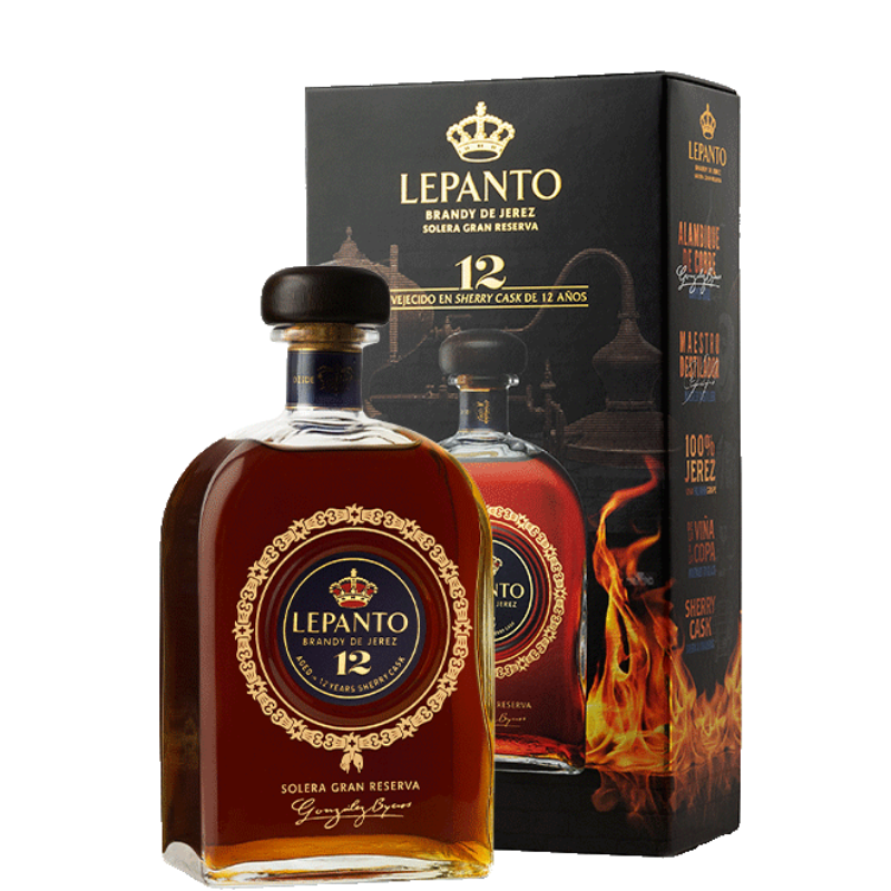 Botella de Barndy Lepanto 12 años con estuche