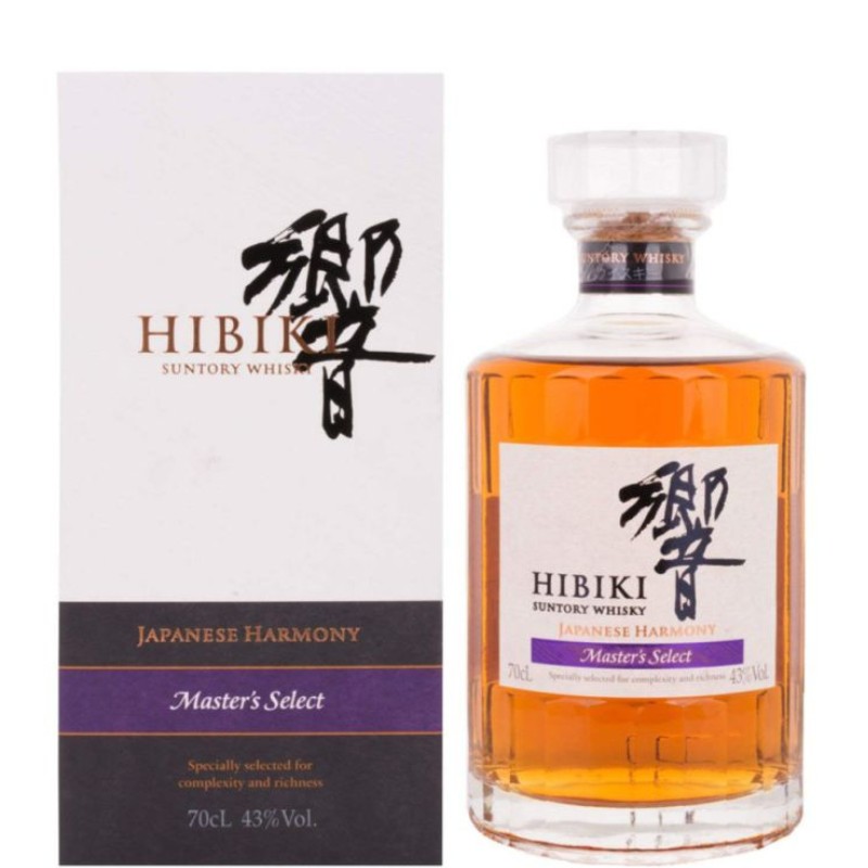 Botella de whisky Hibiki Japanese Harmony Máster’s Select con estuche