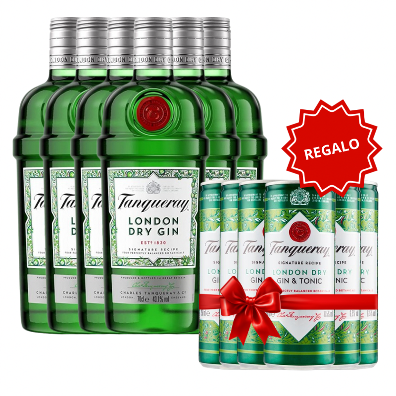 6 Tanqueray + Regalo 6 latas Tanqueray Gin & Tonic