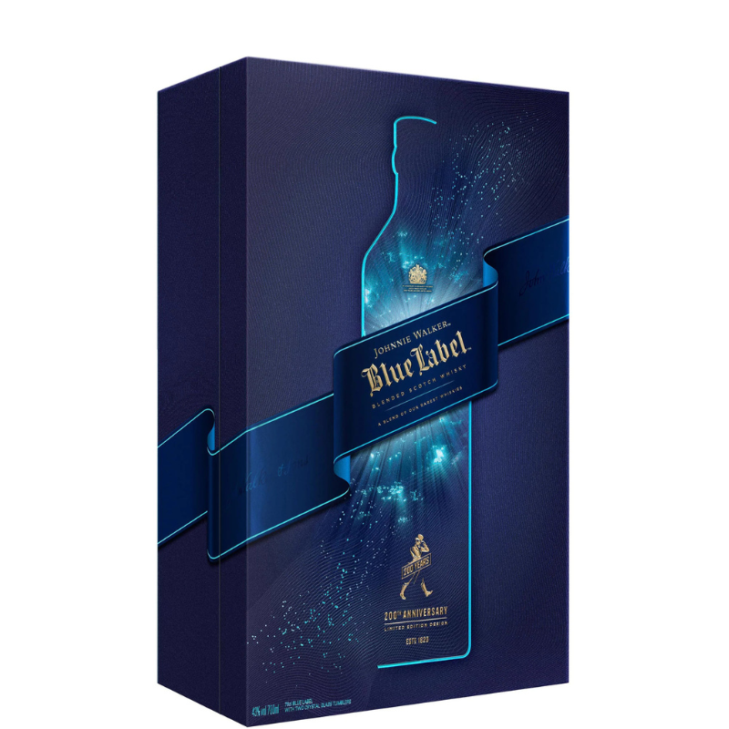 JOHNNIE WALKER BLUE LABEL 200 Aniversario + 2 vasos