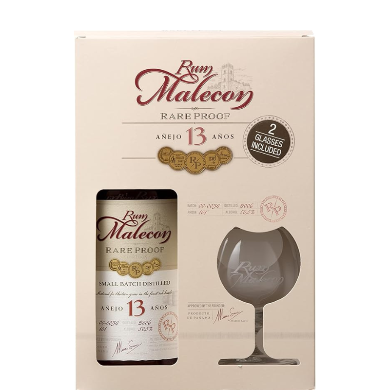 MALECON 13 Años RARE PROOF 2006 + 2 Copas