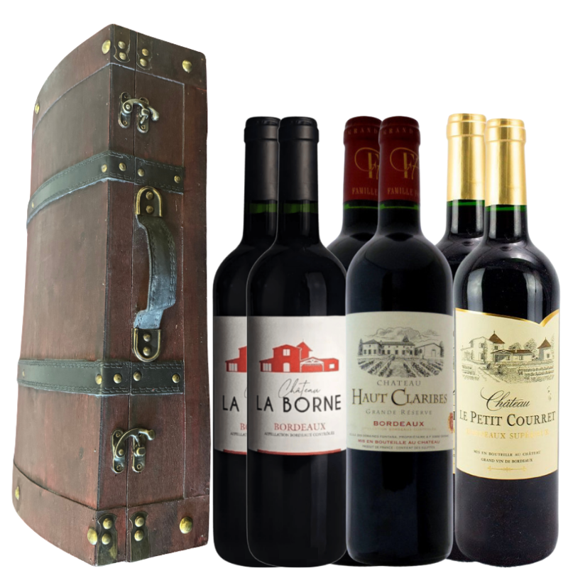 BAUL DE MADERA Selección BORDEAUX x6 BOTELLAS