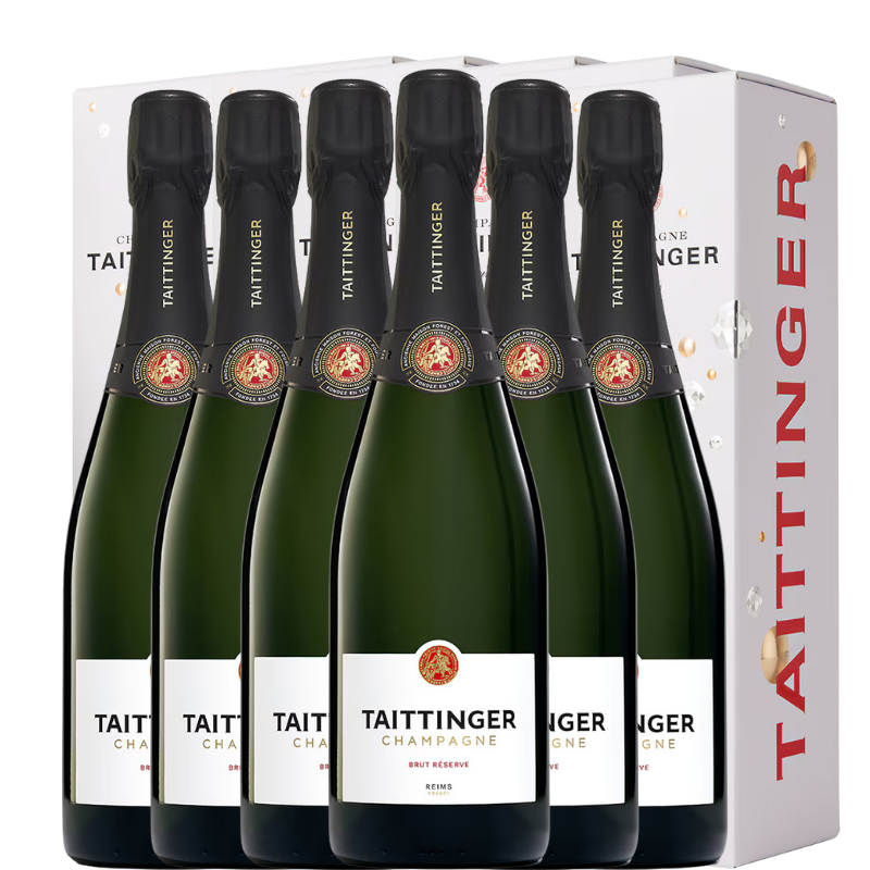 Seis botellas de Taittinger Brut Réserve con estuche