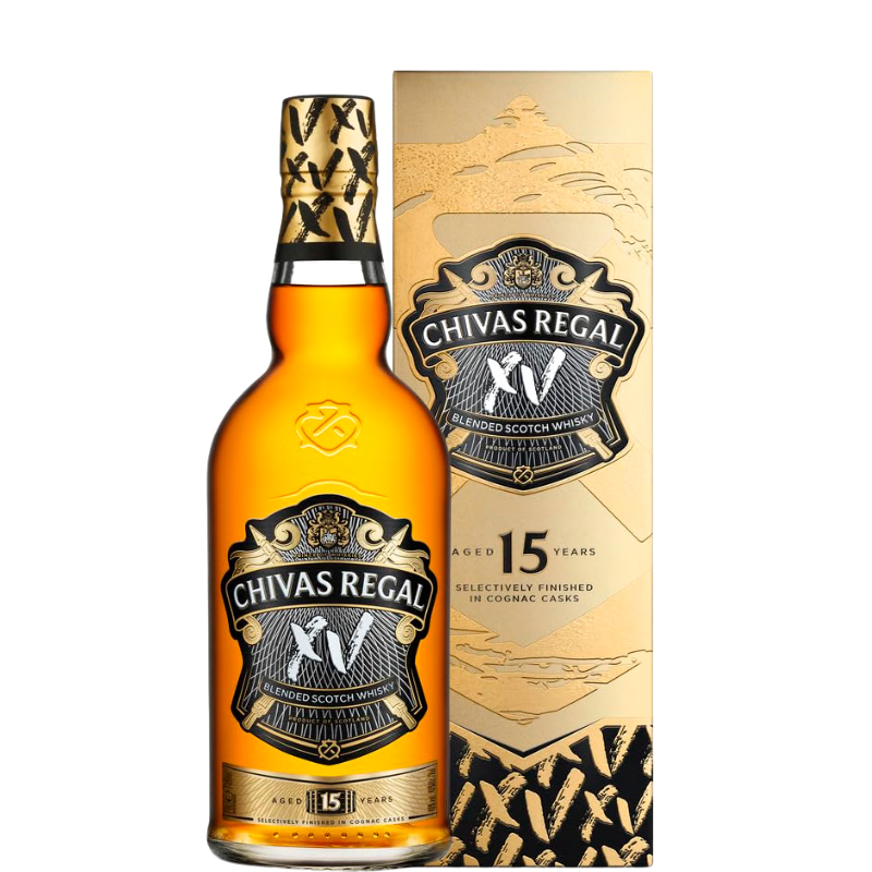 Botella de Chivas XV con estuche