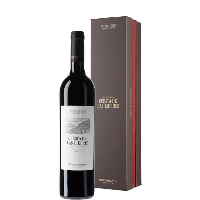 Botella de Cuestas de Las Liebres estuchado de Bodegas Pago de Carraovejas