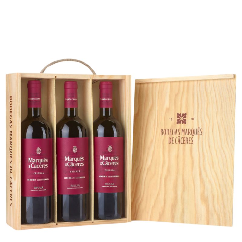 MARQUES DE CACERES Crianza 2020 Estuche de madera x3 botellas