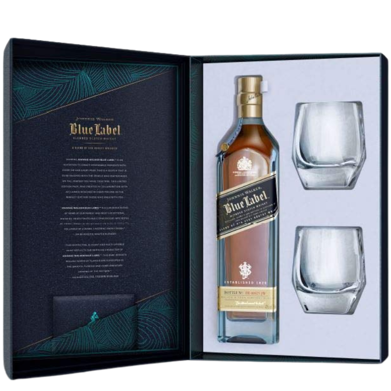 JOHNNIE WALKER BLUE LABEL 200 Aniversario + 2 vasos