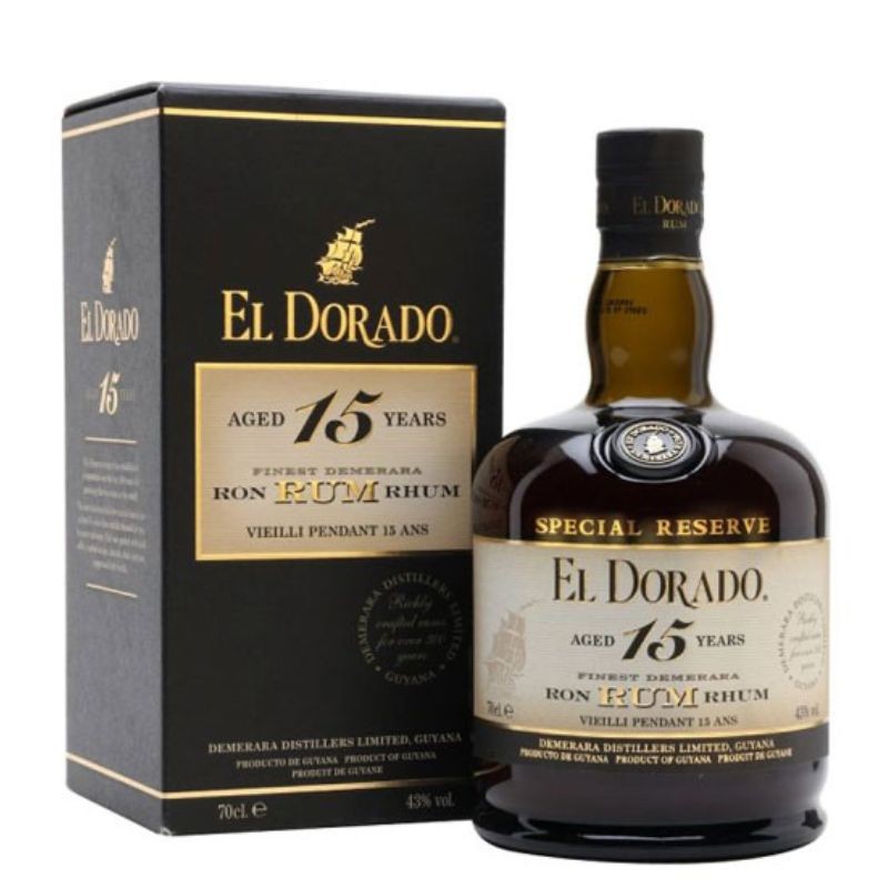 Botella de ron El Dorado 15 años con estuche