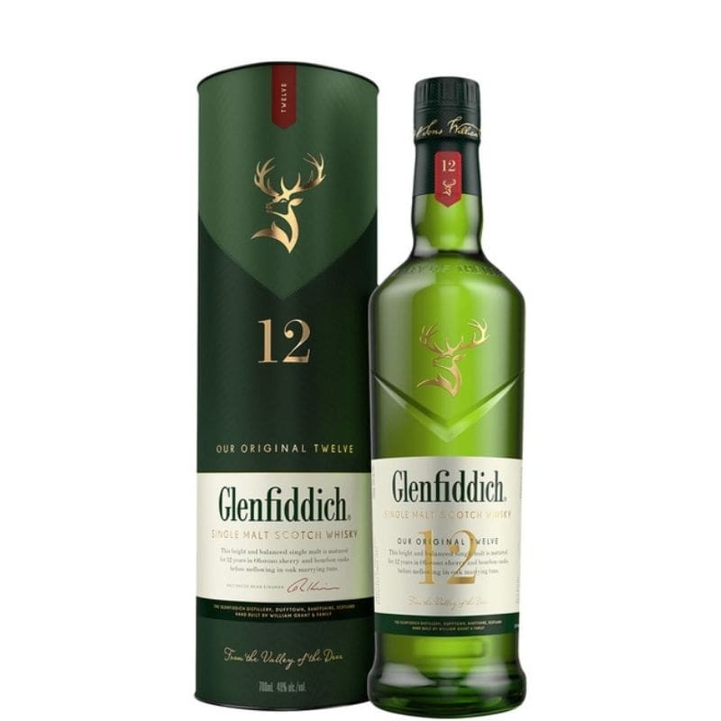 Botella de Glenfiddich 12 Años con estuche
