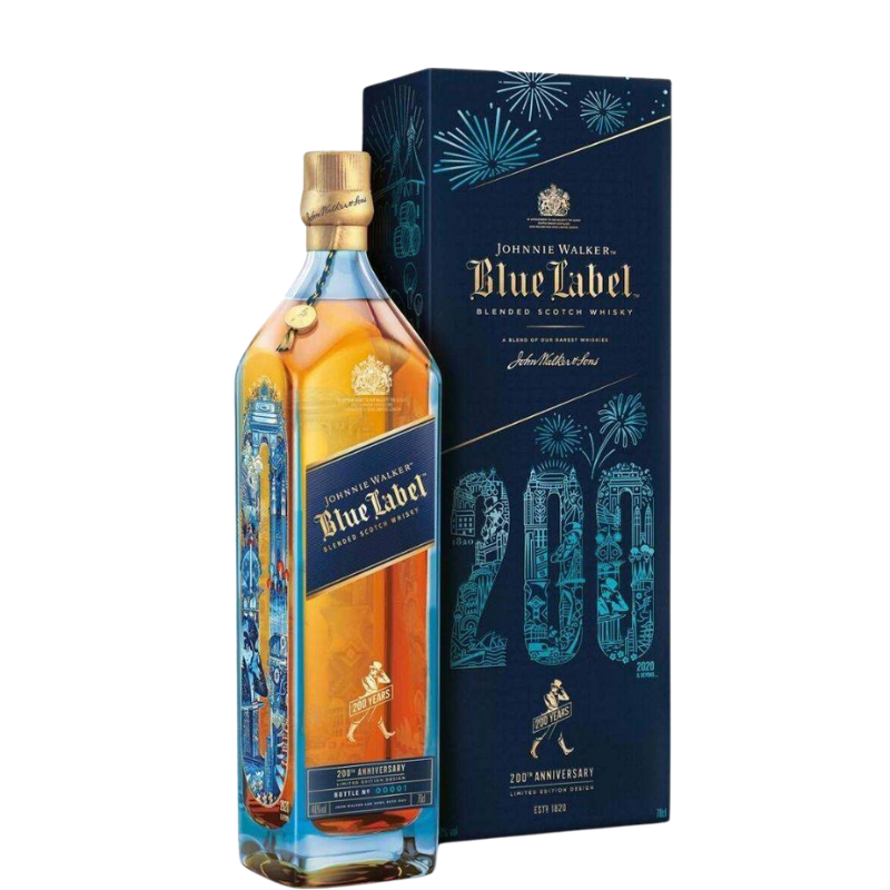 JOHNNIE WALKER BLUE LABEL 200 Aniversario + 2 vasos