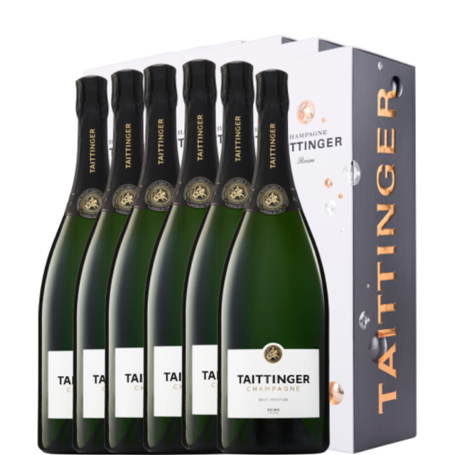 6 botellas de Taittinger Brut Pestige con estuche