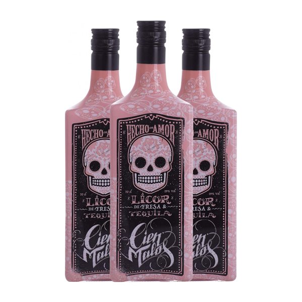 100 MALOS Licor de fresa con tequila 3x70cl